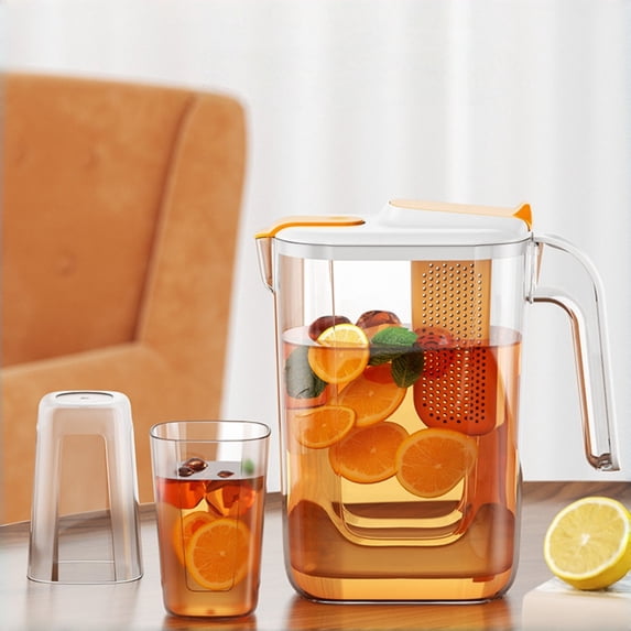 Aoznliie Fridge Door Water Pitcher, 2.6L Large Capacity Cold Water Kettle with Fruit Filter, BPA Free Water Jug for Iced Tea Juice Lemonade, 9.3x5.3x4.1 Inches