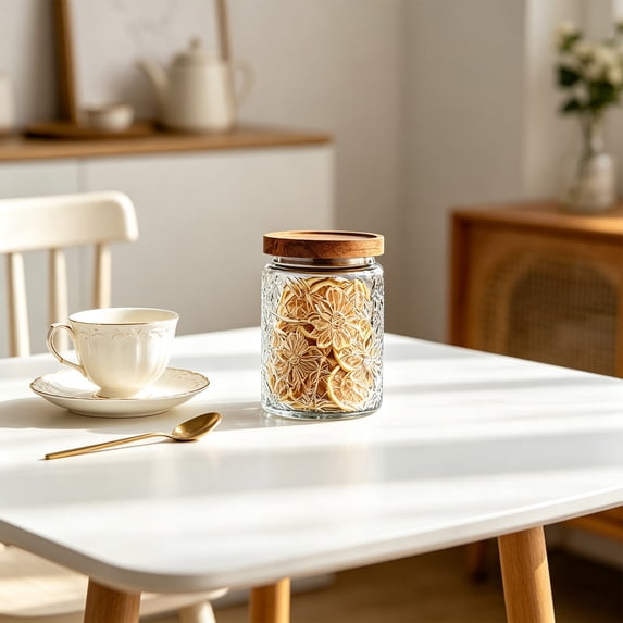 Aoznliie Glass Jars with Lids, Airtight Glass Storage Jars with Sealed Lids, Clear Kitchen Canister for Tea Coffee Grains Candy, 6x4in