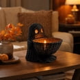 thumbnail image 1 of Aoznliie Halloween Ghost Decor, Handwoven Rattan Candy Bowl with Hollow Eyes, 8x8x7 inch Gothic Storage Basket for Treats Trinkets, Black, 1 of 7