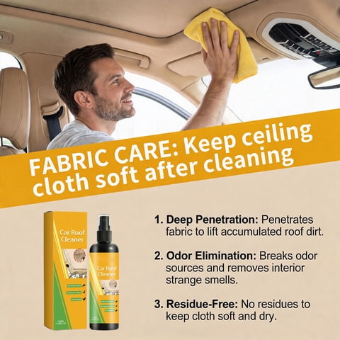 Aoznliie Headliner Cleaner, Car Interior Ceiling Fabric Stain Remover with Fresh Lemon Scent, Fast Drying Upholstery Cleaner for Auto Roof