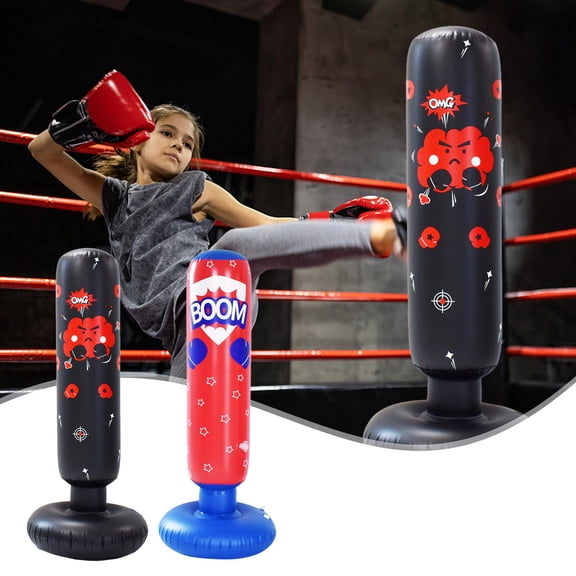 Aoznliie Inflatable Punching Bag, Kids Tumbler Boxing Bag with Water Fillable Base, Vertical Boxing Training Equipment for Stress Relief, 47 in