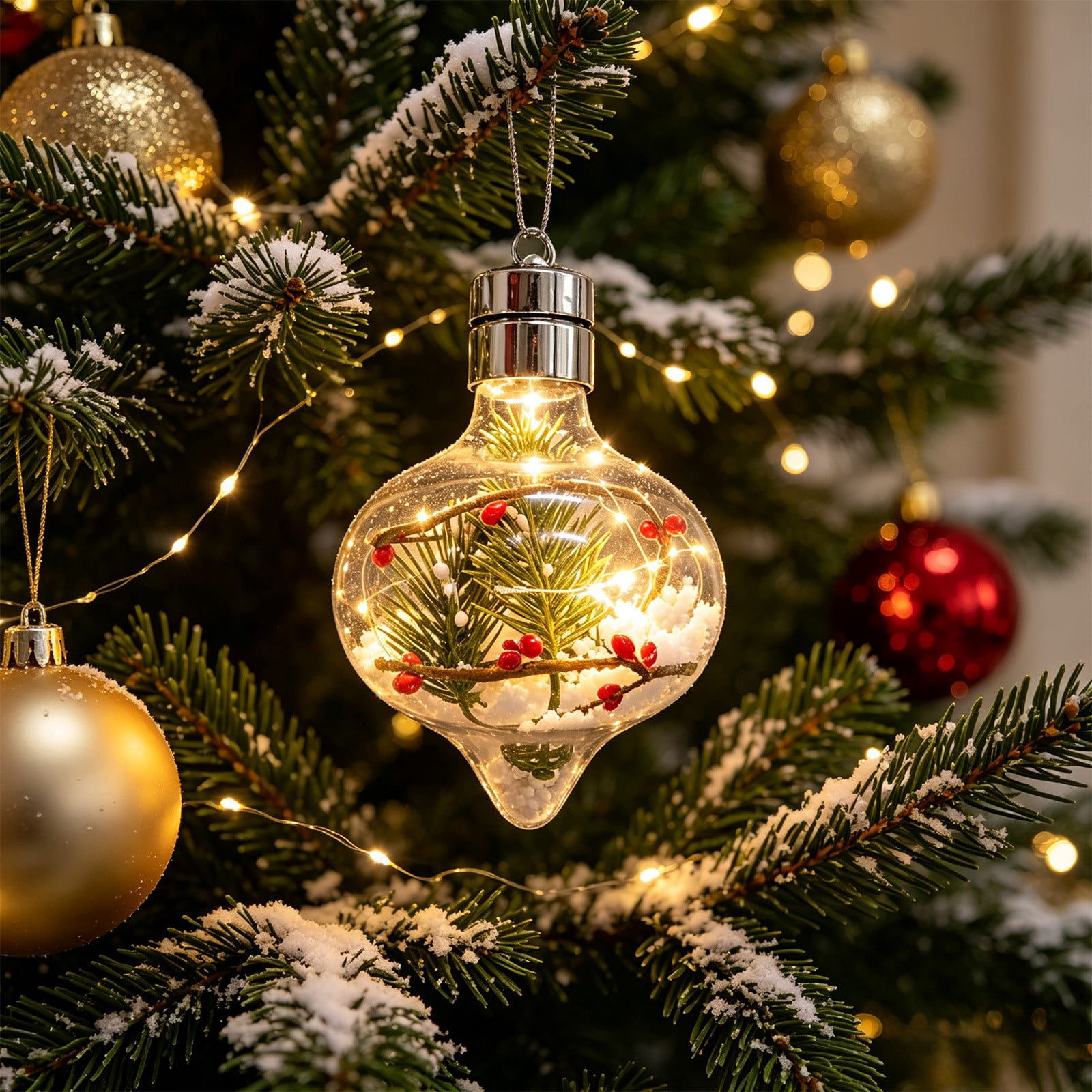 Aoznliie LED Christmas Decorations, Light Up Hanging Ornaments with