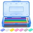 thumbnail image 1 of Aoznliie Pencil Box, Plastic Clear Pencil Case with Pouches for Students, Clear Pencil Pouch for School Desk Storage,9x5x3 inch, 1 of 2