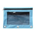 thumbnail image 1 of Aoznliie Pencil Case, Three Ring Mesh Pencil Pouch with Zipper,Pencil Bag for School in Sky Blue,10x8 inch, 1 of 3