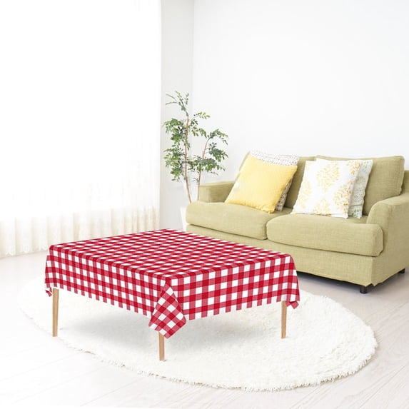 Aoznliie Plastic Table Cloth Disposable, Waterproof Oilproof Gingham Tablecloth Rectangular, Heavy Duty Table Cover for Kitchen Party,108x54in