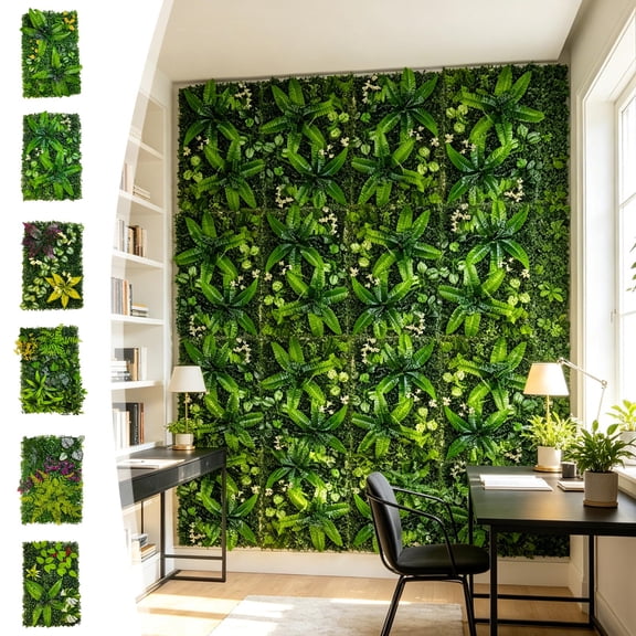 Aoznliie Privacy Screen, Artificial Hedge Fence Panel for Outdoor, 23.6x15.7 inch Fake Grass Greenery Wall for Balcony Yard, Green