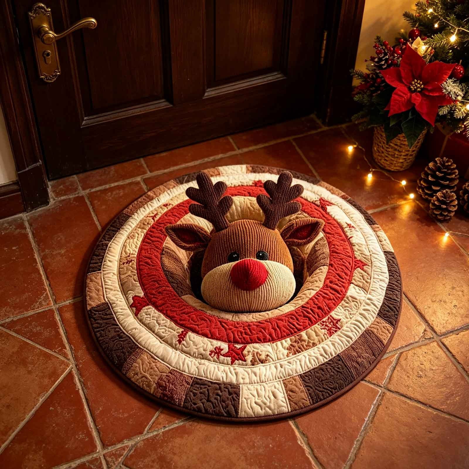 Entry Room Rugs Aoznliie Round Rug, 3D Optical Illusion Reindeer Area Rug, Vortex Floor ...