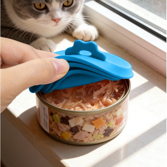 Aoznliie Silicone Pet Food Can Covers, Universal Size Airtight Lids for Cat & Dog Food, Keep Fresh Leak Proof Stackable, Dishwasher Safe, 4.13x3.54 in