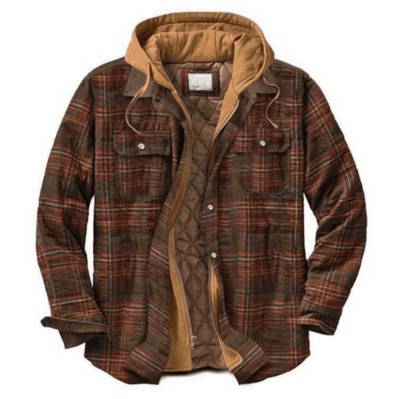 Aozrynl Mens Flannel Big And Tall Jackets For Men Zip Up Hoodie Sherpa Lined Jacket Shirt Autumn And Winter Thickened Brown M