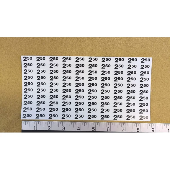 (Ap) Automatic Products Snack Vending Machine Price Labels 2.50 / 2.75 - Qty 100