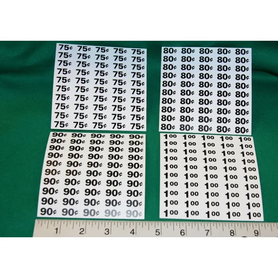 Ap Automatic Products Snack Vending Machine Price Labels $.75, .80, .90 $ $1.00