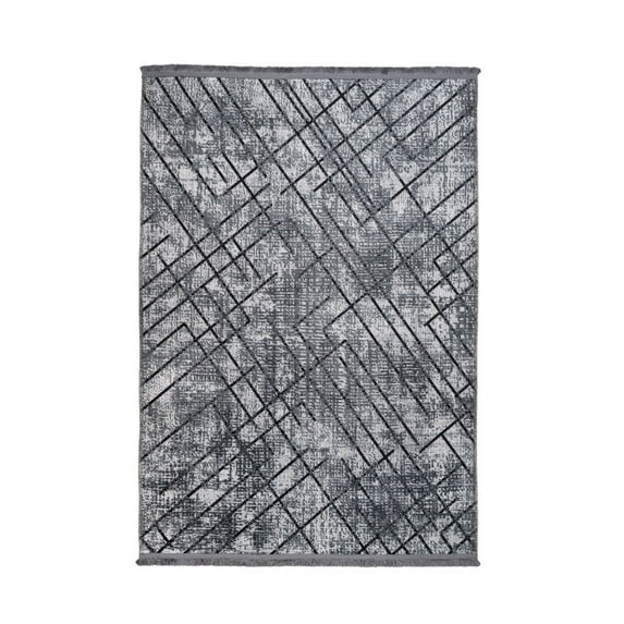 Apace Grey Geometric Polyester Area Rugs for Living Room Washable Rugs Boho Area Rug Soft Neutral Geometric Bohemian Carpet Distressed Indoor Rug for Bedroom Dining Room Office Foldable Nonslip Rug