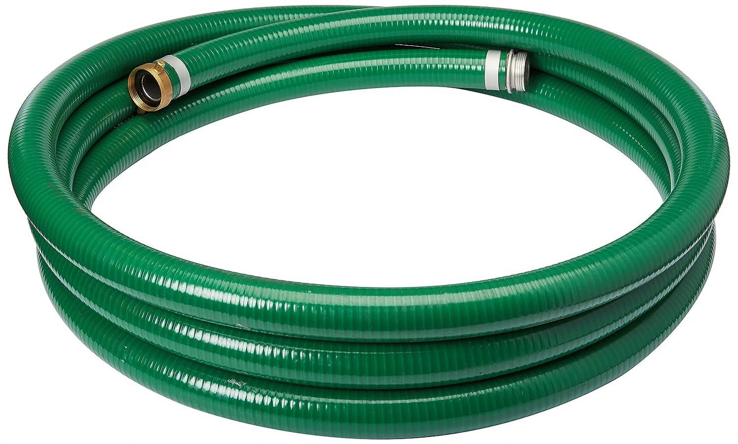 Heavy Duty Green PVC Suction Hose with Aluminum Fittings, 20 Ft