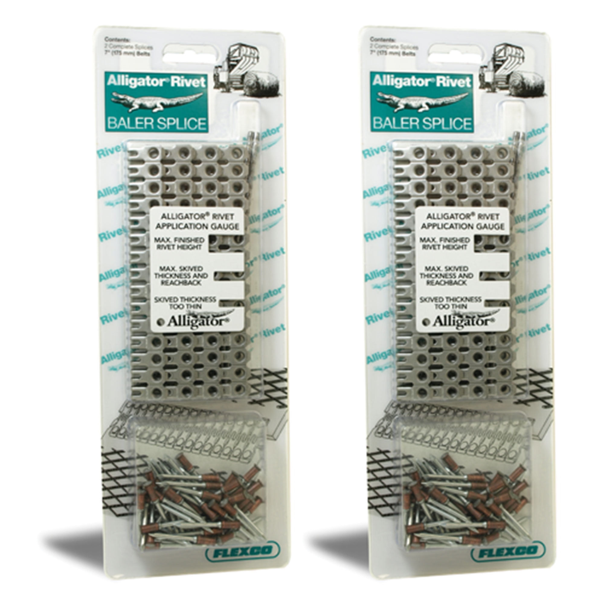 Stainless Steel Alligator Rivet Belt Fasteners with Pins and Splices, 7 Inch, 2 Pack