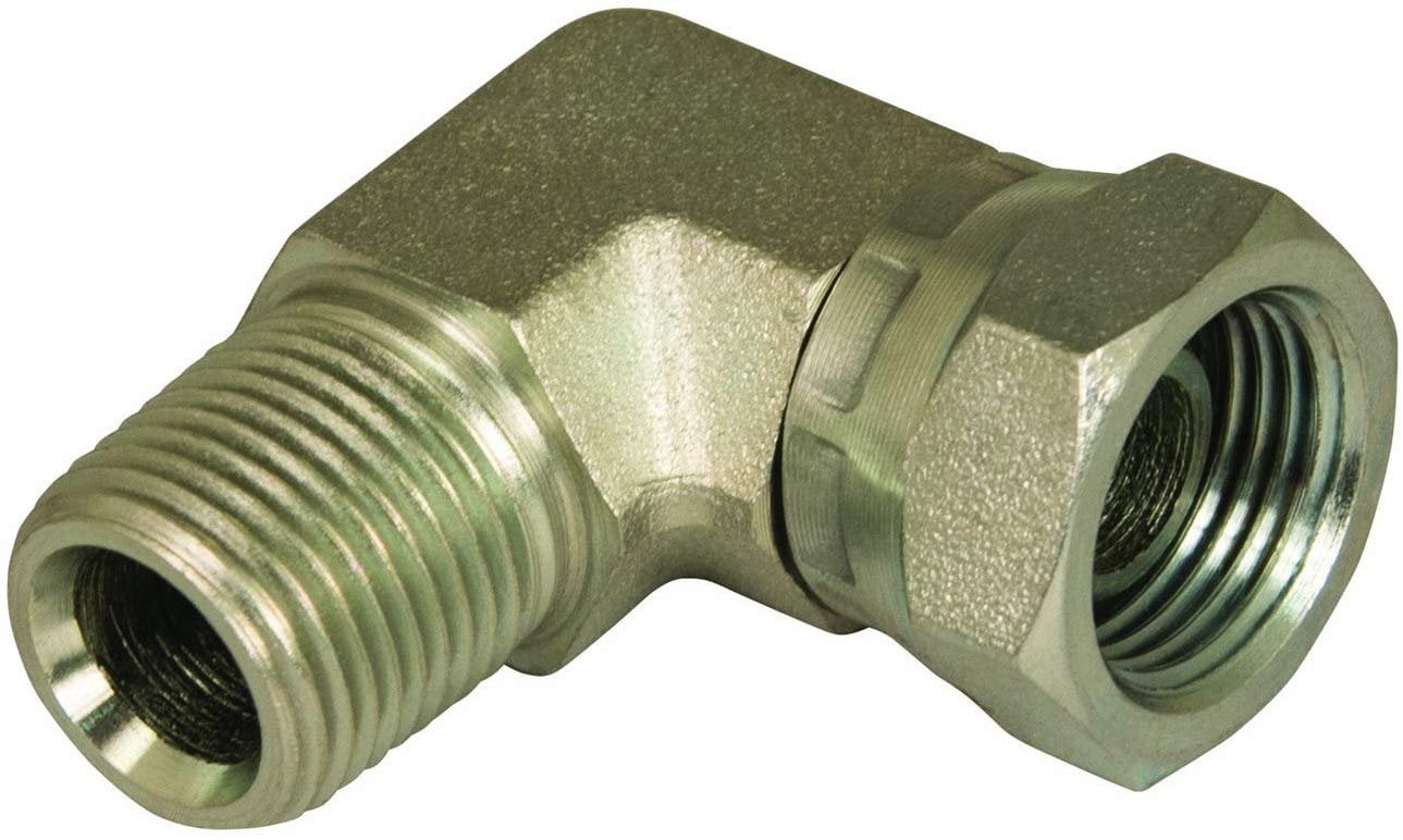3/8" NPTF Male To 3/8" NPSM Female 90 Degree Swivel Elbow Pipe Fitting | MPN 1501-06-06