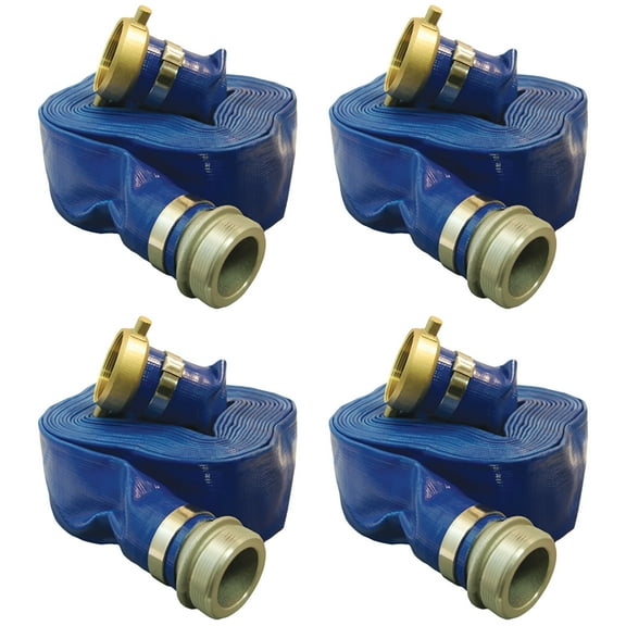 Apache 98138040 2 Inch Diameter 25 Foot 70 PSI PVC Lay Flat Hose, (4 Pack)