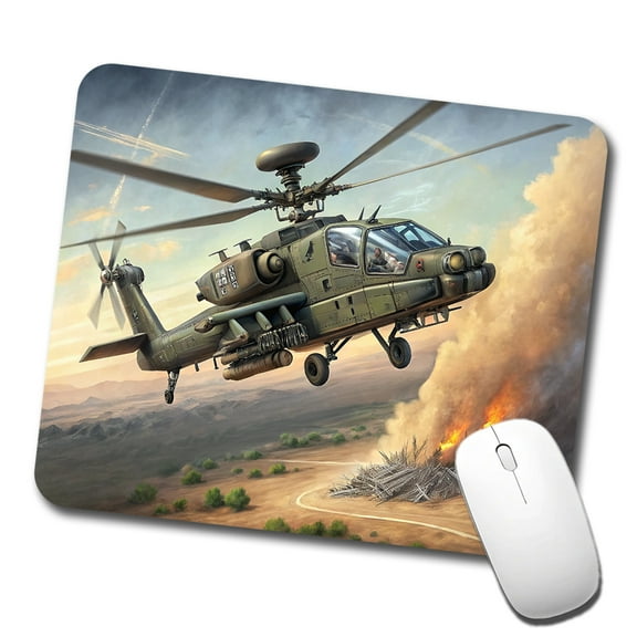 Apache AH-64 Attack Helicopter US Army Mouse Pad Low Profile Gaming Mat