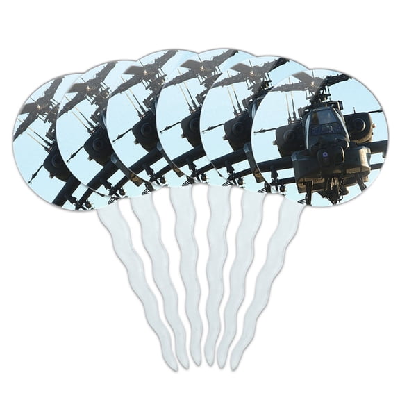 Apache Helicopter Cupcake Picks Toppers - Set of 6