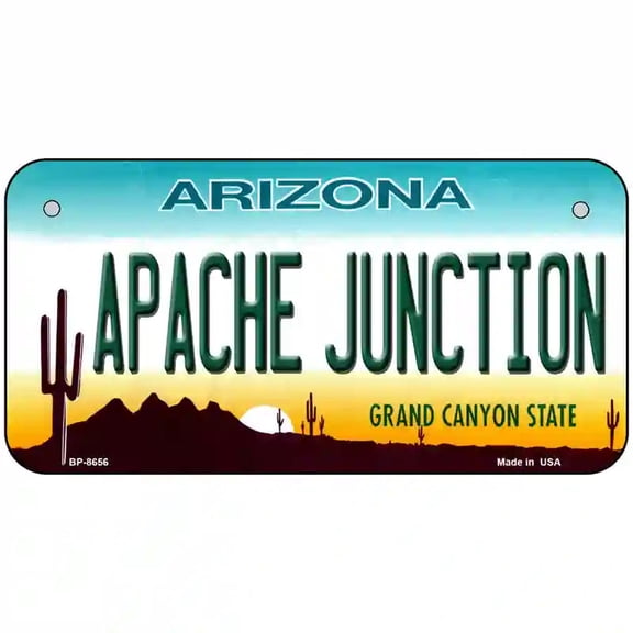 Apache Junction Arizona Metal Novelty License Plate 6" x 3" Bicycle