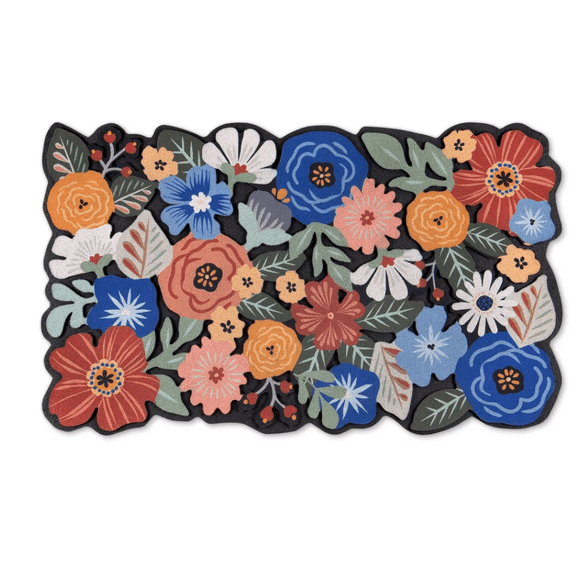 Apache Mills 1'6"x2'6" Recycled Boho Floral Doormat Beige: Outdoor Welcome Mat, Skid-Resistant, UV & Stain-Resistant