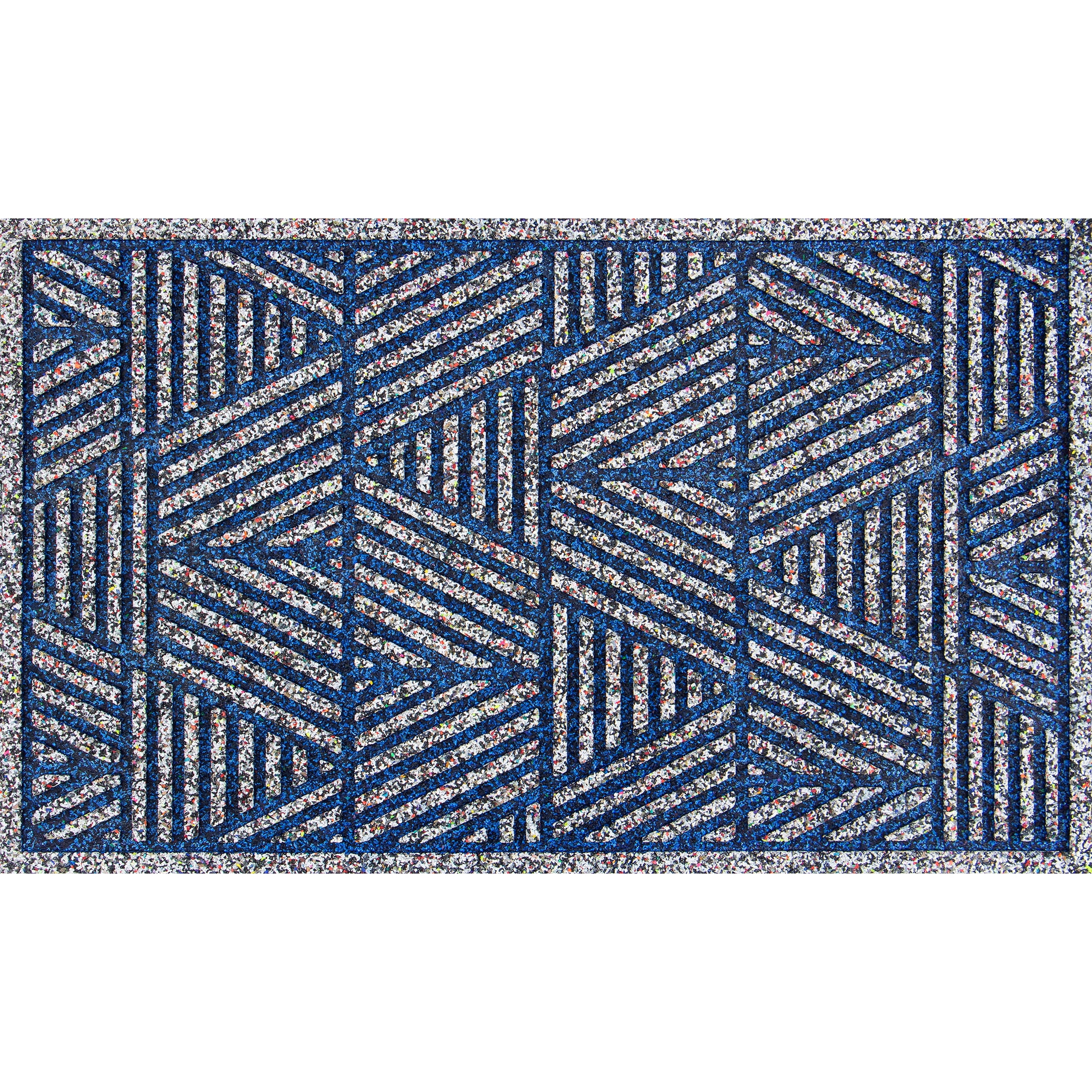 Apache Mills Blue White Triangulation Endurance Outdoor Rubber Doormat made with Nike Grind, 18" x 30"