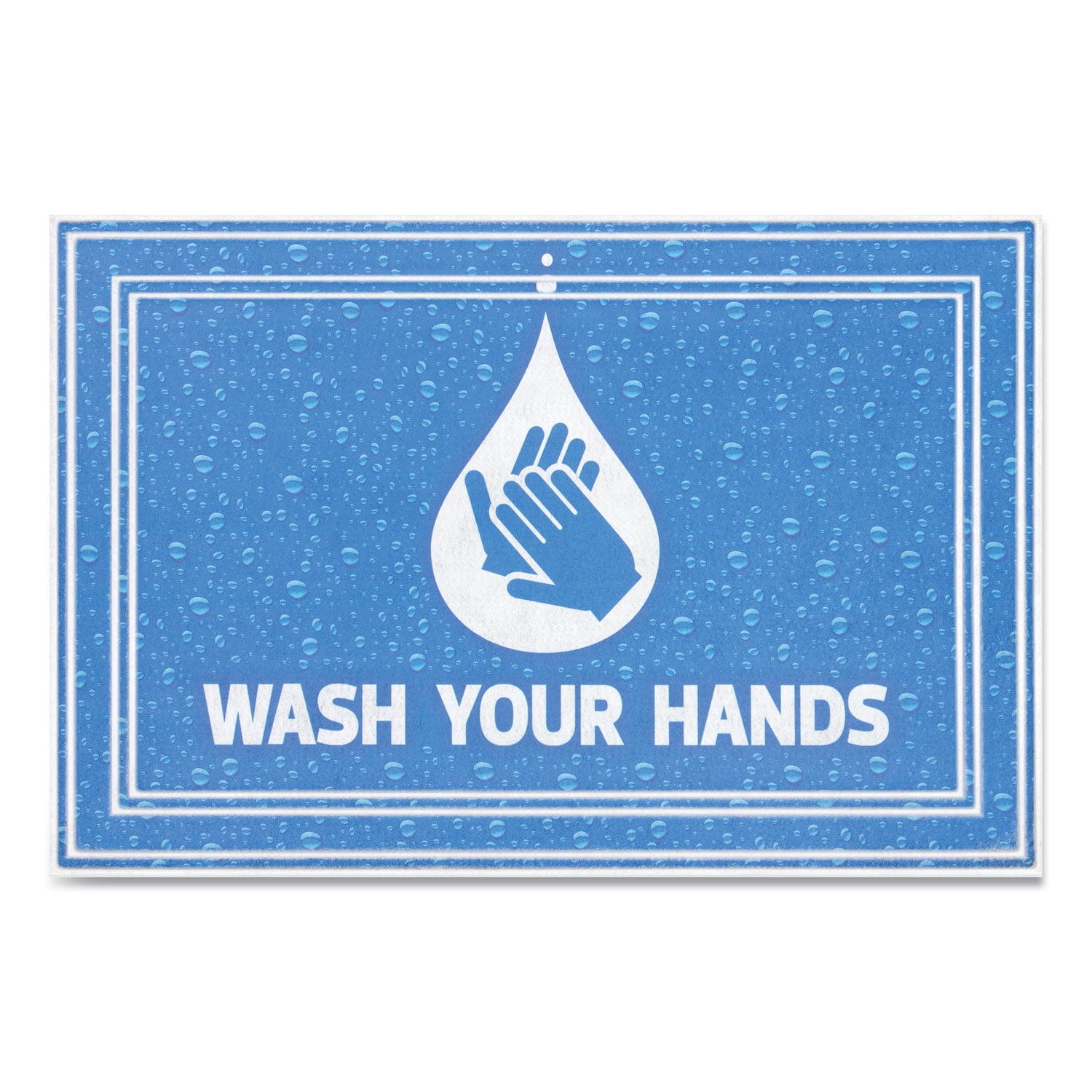 Blue Vinyl Outdoor Wash Your Hands Floor Mat 24 x 36