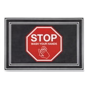 Apache Mills 24x36 Charcoal/Red Stop Wash Your Hands 3984528832X3