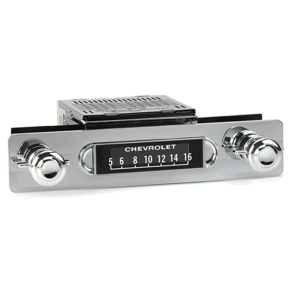 Apache Radio Compatible with 1955-59 GMC or Chevrolet Truck with Installation Bezel, Chrome Knob Kit and Vintage Dial Screen