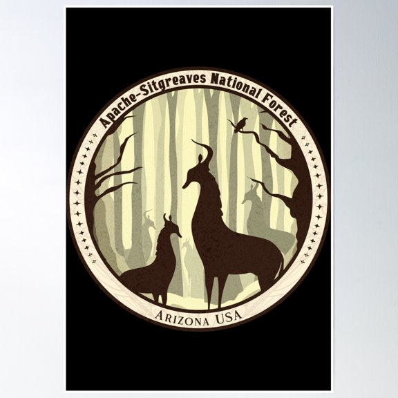 Apache-Sitgreaves National Forest Mystical Deer Poster Wall Art, Modern Wall Decor, 24x36 UNFRAMED