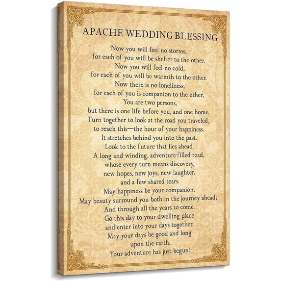 Apache Wedding Blessing Now Don't Feel The Storm Poem Wall Art poster ...