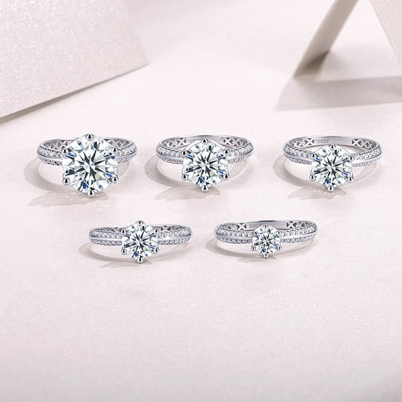 Apaison 925 Sterling Silver 1CT&2CT&3 Carat Moissanite Women Wedding Ring - Engagement Anniversary Jewelry Gift - Size 5 ~9
