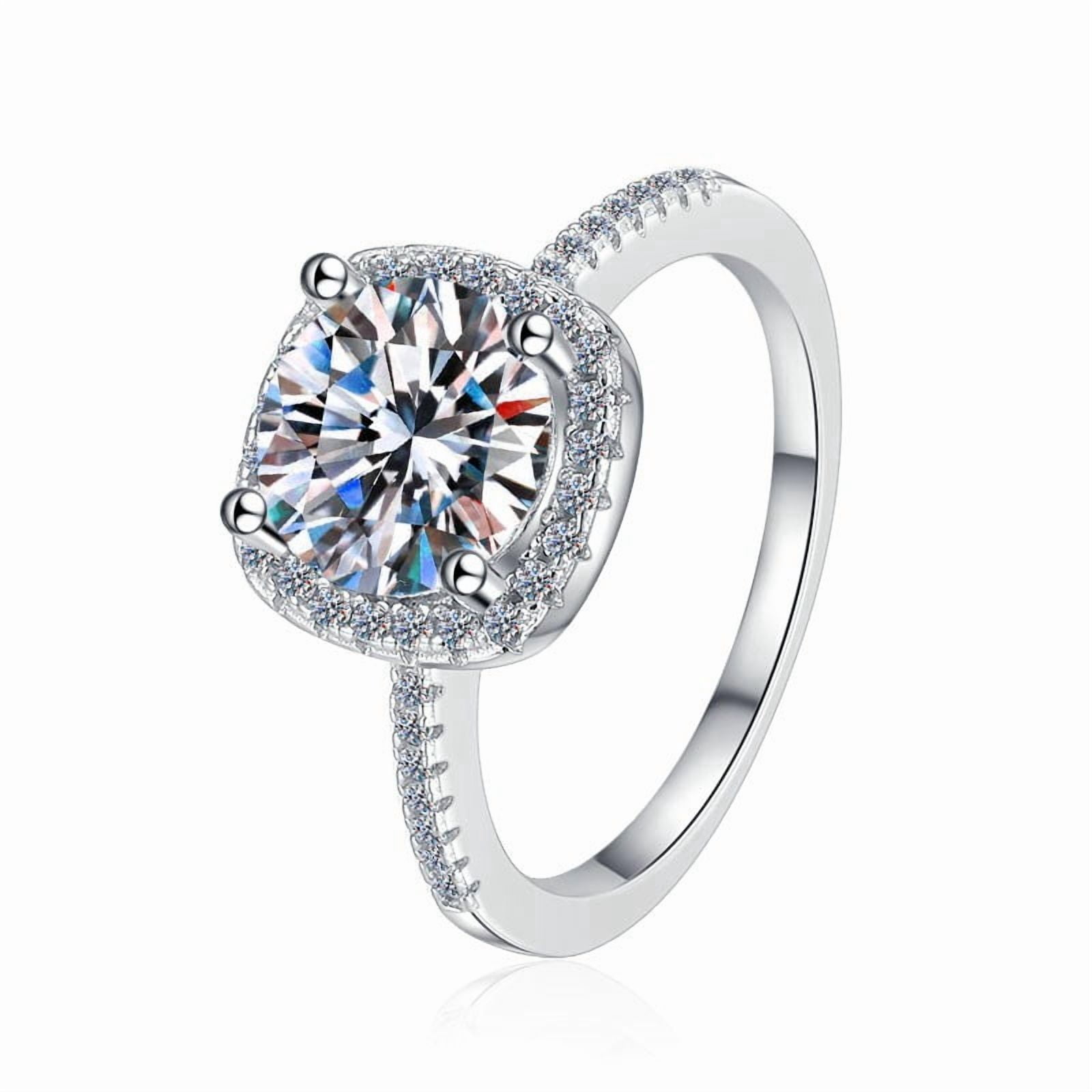 Apaison 925 Sterling Silver Shiny 2 Carat Moissanite Rings for Women ...
