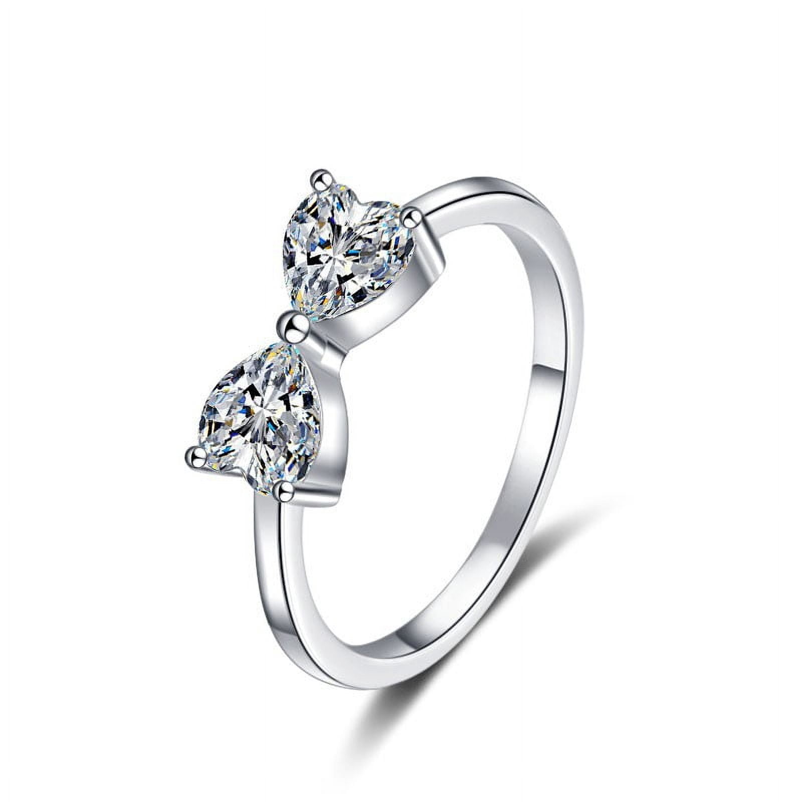 Apaison 925 Sterling Silver Shiny Full Heart Moissanite Woman Ring ...