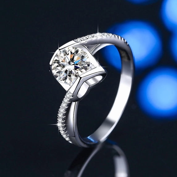 Apaison 925 Sterling Silver Sparkling 1ct&2 Carat Moissanite Women Ring - Female Wedding Engagement Eternity Jewelry Gift