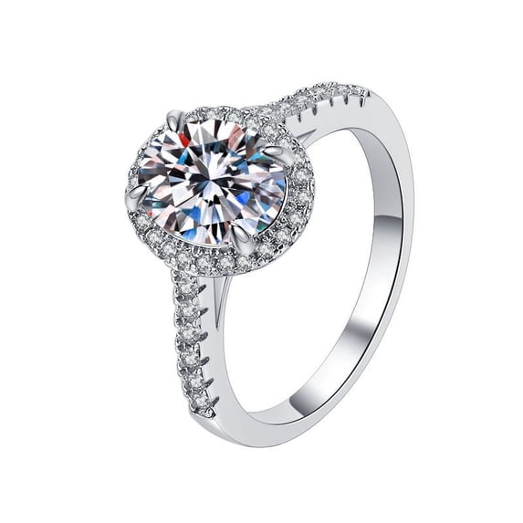 Apaison Delicate 2 Carat Oval Moissanite Wedding Engagement Rings for Women - Bridal 925 Sterling Silver Jewelry Gift