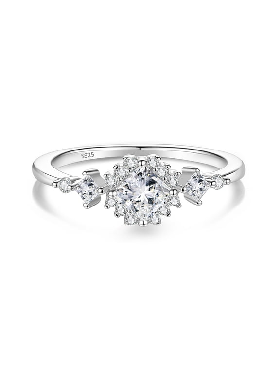 Delicate 4 mm Moissanite Women Ring - Wedding Engagement Anniversary 925 Sterling Silver Jewelry Gift
