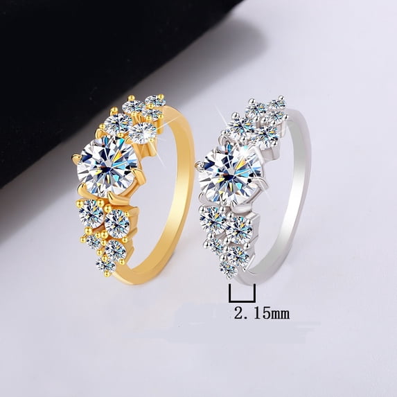 Apaison Luxury 1 Carat Moissanite Gold Plated Wedding Rings for Women - Engagement Anniversary 925 Sterling Silver Jewelry Gift