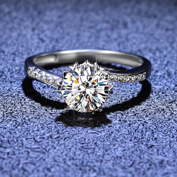Apaison Luxury Delicate 0.5&1&2 Carat Moissanite Women Ring - Wedding Engagement 925 Sterling Silver Jewelry Gift - Passes Tester