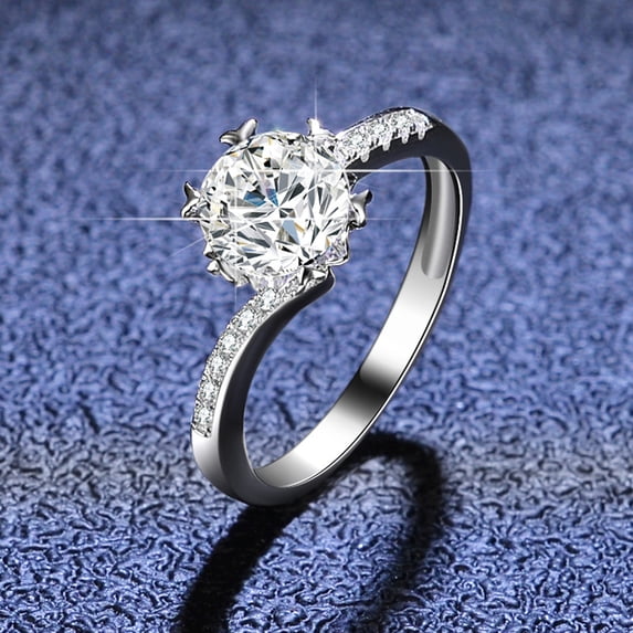 Apaison Luxury Delicate 0.5&1&2 Carat Moissanite Women Ring - Wedding Engagement 925 Sterling Silver Jewelry Gift - Passes Tester