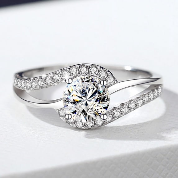 Apaison Shiny Moissanite 925 Sterling Silver Women Ring - Female Wedding Engagement Jewelry Gift