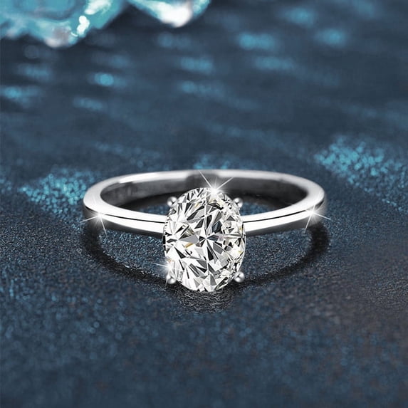 Apaison Single 1&2 Carat Moissanites 925 Sterling Silver Rings for Women - Ladies Wedding Engagement Jewelry Gift
