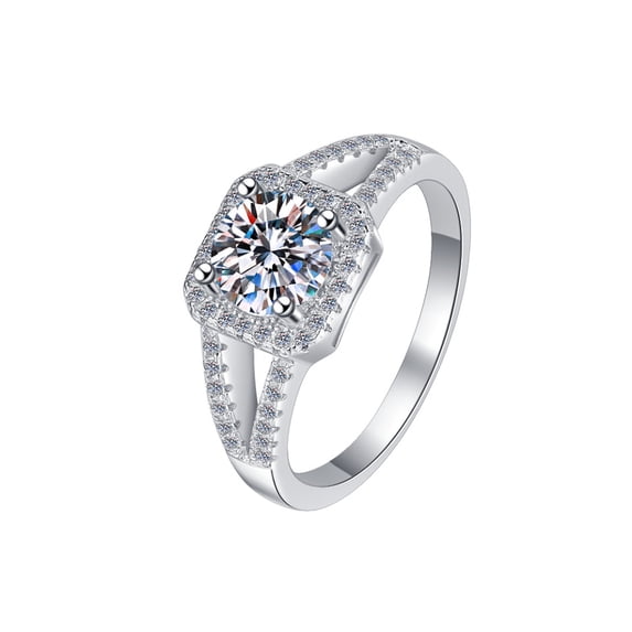 Apaison Sparkling 1&2 Carat Moissanite 925 Sterling Silver Rings for Women - Female Wedding Engagement Jewelry Gift