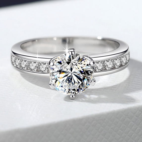 Apaison Sparkling 1 Carat Moissanite 925 Sterling Silver Rings for Women - Female Wedding Engagement Jewelry Gift