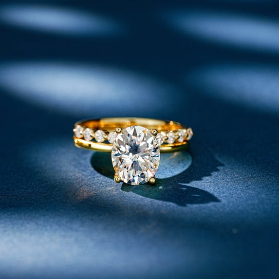 Apaison Sparkling 2 Carat Moissanite Gold Plated Rings for Women - Wedding Engagement Anniversary Jewelry Gift - Size 5 ~9