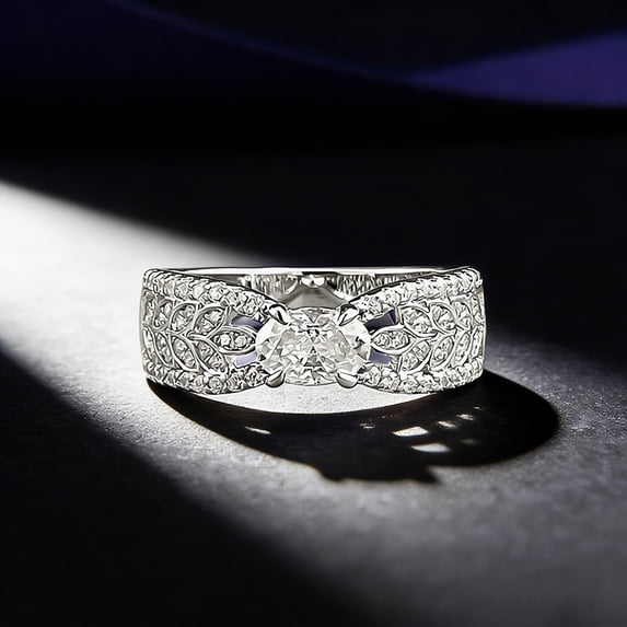 Apaison Sparkling 4x6mm 0.5 Carat Moissanite Women's Engagement Ring - 925 Sterling Silver Anniversary Jewelry Gift - Size 5~9