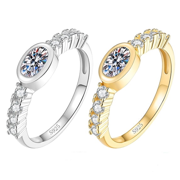 Apaison Sparkling 4x6mm Moissanites Gold Plated Rings for Women ...