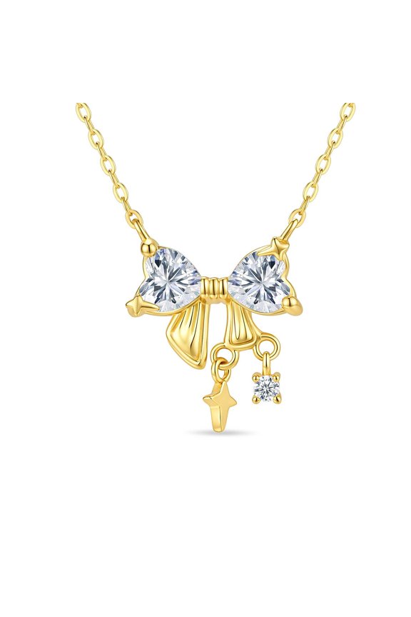 VVS1 D Color Brilliant Cut 5x5 mm Moissanites Necklace Pendants for Women, Wedding Engagement Gold Plated Anniversary Jewelry Gift