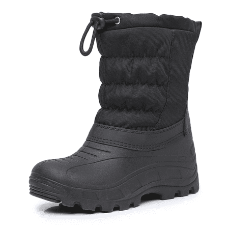 Apakowa Boys Girls Snow Boots Outdoor Slip Resistant Insulated Waterproof Winter Snow Boots (Color : Black, Size : 1 Little Kid) price history and forecast - Apakowa H2303
