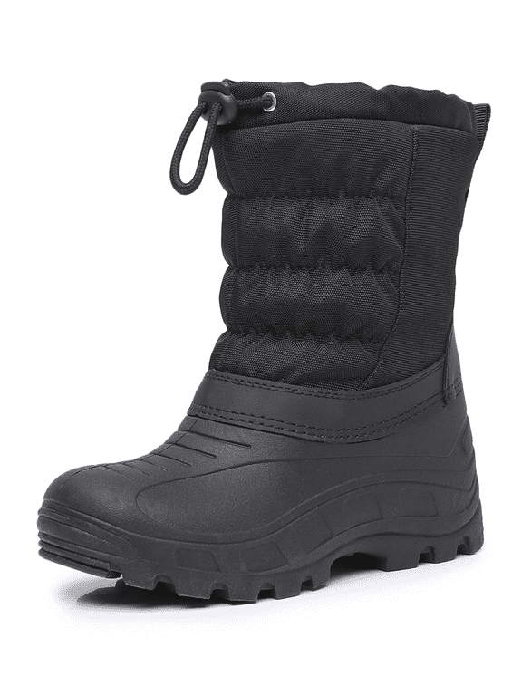 Boys Girls Snow Boots Outdoor Slip Resistant Insulated Waterproof Winter Snow Boots (Color : Black, Size : 1 Little Kid)