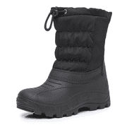 Apakowa Boys Girls Snow Boots Outdoor Slip Resistant Insulated Waterproof Winter Snow Boots (Color : Black, Size : 2 Little Kid)